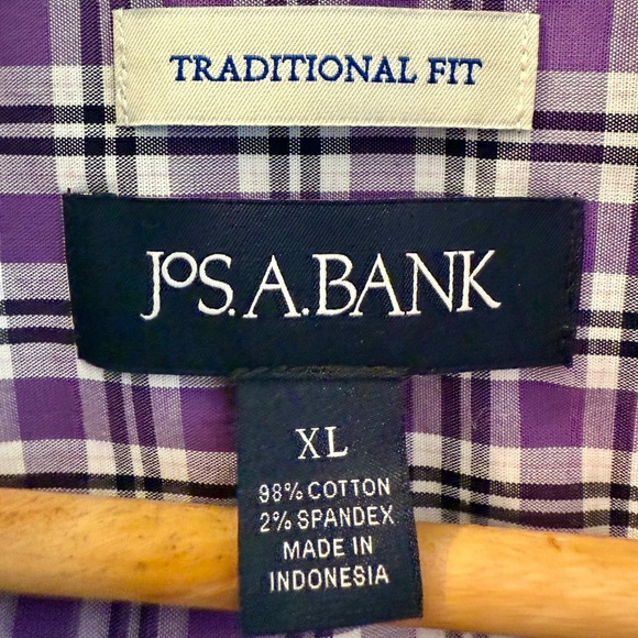 Jos. A. Bank Traditional Fit Purple Plaid Dress Shirt Size XL Cotton Blend - Picture 5 of 6